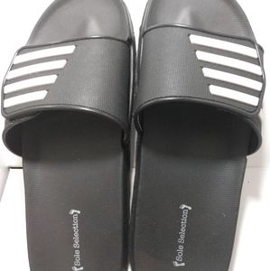 Black White Stripe Slides